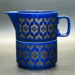 Vintage Hornsea Midnight Blue Heirloom Creamer Open Sugar Set Midcentury Kitchen